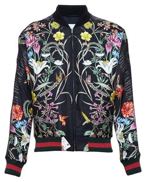 gucci floral print bomber jacket|Gucci men's denim trucker jacket.